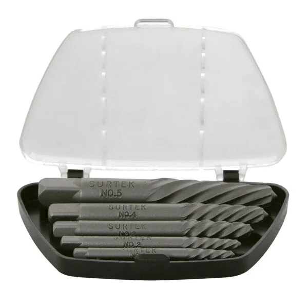 Juego de extractor "cola de cochino" para tornillos, 5 piezas Surtek, 107040
