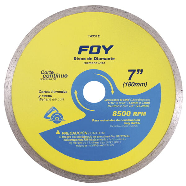 Disco de diamante continuo, 7" Foy, 143512