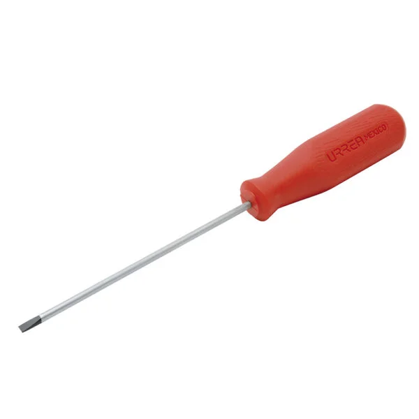 Destornillador con mango rojo, punta cabinet barra redonda 3/16" x 8" Urrea, 9635R