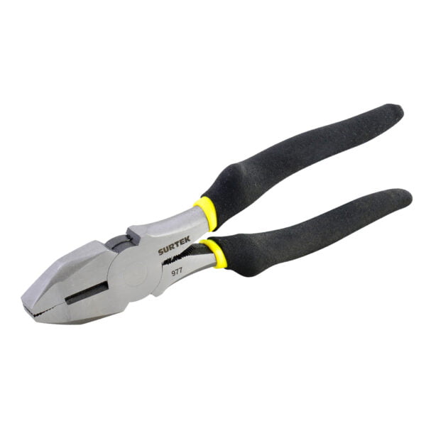 Pinza para electricista con mango rubber grip de 7", corte lateral nariz cuadrada Surtek, 977