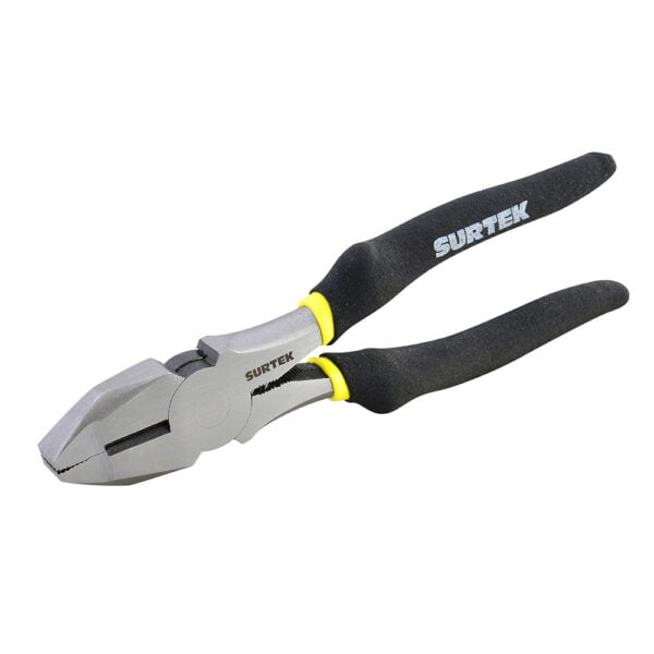 Pinza para electricista con mango rubber grip de 9", corte lateral nariz cuadrada Surtek, 979