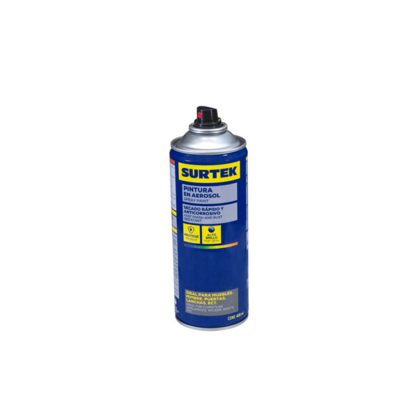 Pintura en aerosol 400 ml color negro brillante Surtek, AES401