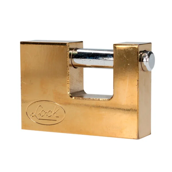 Candado de acero para cortina metálica 70 mm, latón brillante, llave estándar Lock, L22C70ELBB