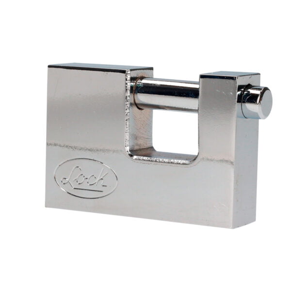 Candado de acero para cortina metálica 80 mm, cromo satinado, llave tetra Lock, L22C80TCSB