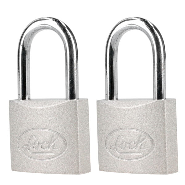 Juego de candados de acero largos 45 mm, llave estándar, 2 piezas Lock, L22L452