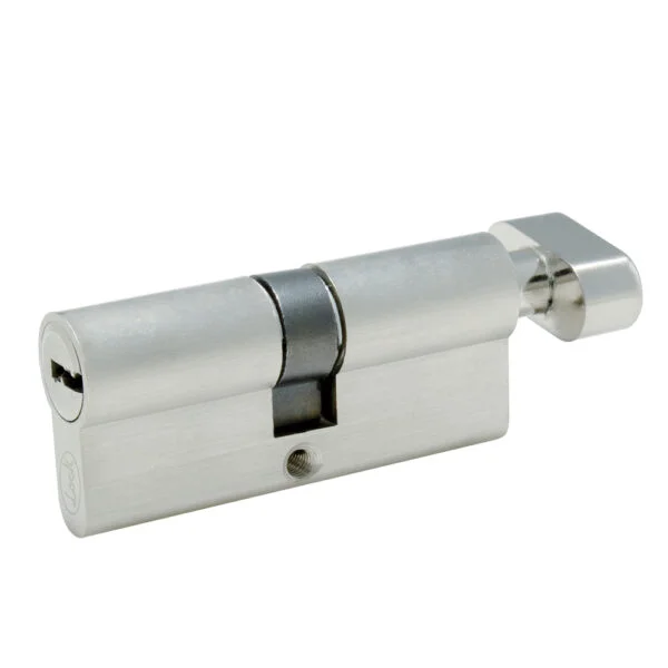Cilindro europeo 70 mm función sencila, níquel satinado, ranura mariposa, en caja Lock, LCM70NS