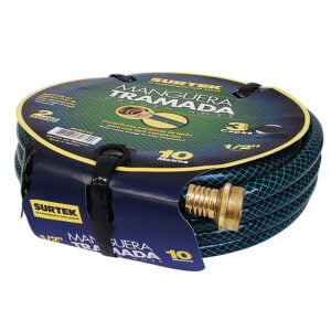Manguera para jardín tramada con conector metálico 1/2", 15 m Surtek, M12T15