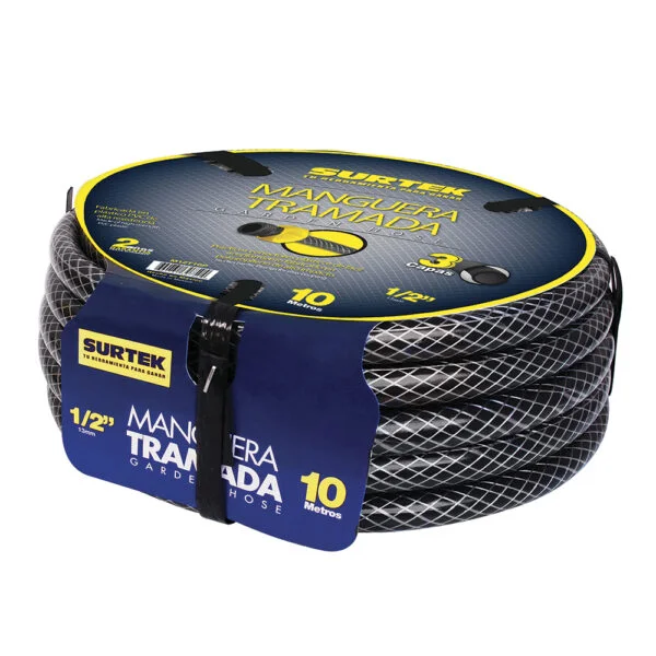 Manguera para jardín tramada gris con conector plásticos 1/2", 15 m Surtek, M12T15P