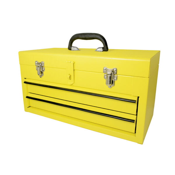 Caja portaherramientas metálica color amarillo con 2 gavetas 18" x 9" x 11" Surtek, 125107