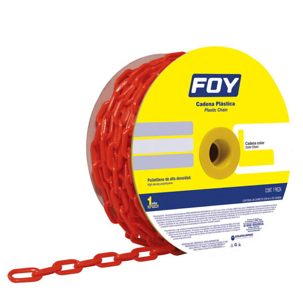 Cadena plástica calibre 3 mm de 50 m, color rojo Foy, 143433