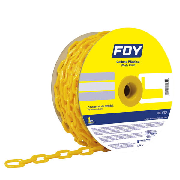 Cadena plástica calibre 3 mm de 50 m, color amarillo Foy, 143435