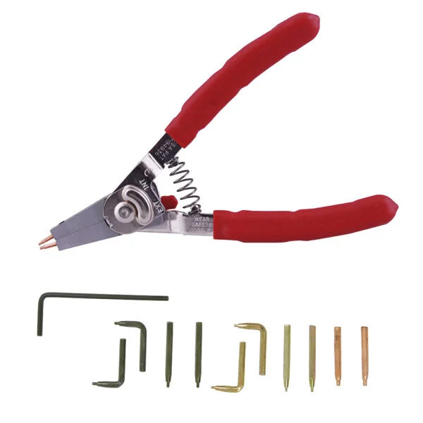 Pinza para anillos de retención con puntas intercambiables, 12 piezas Urrea, 381