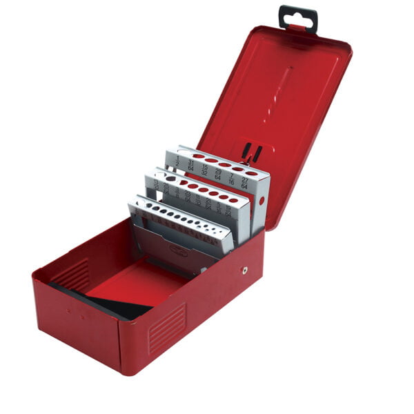 Caja metálica para 29 brocas roja 5" x 4" x 3" Urrea, 4079