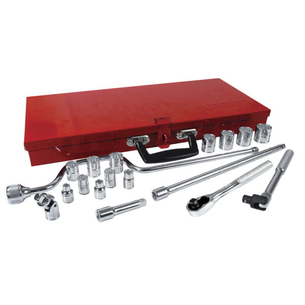 Juego de dados y accesorios cuadro de 3/8" en pulgadas, 19 piezas Urrea, 5200AC