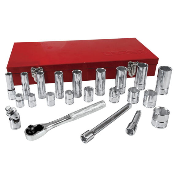 Juego de dados y accesorios cuadro de 3/8" en pulgadas, 23 piezas Urrea, 52134