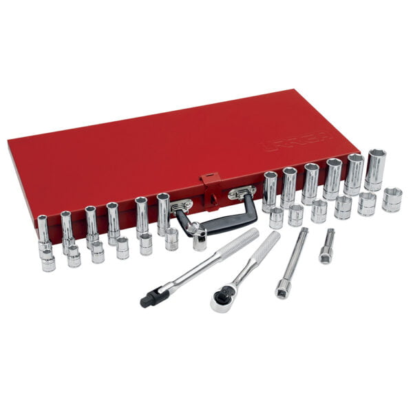 Juego de dados y accesorios cuadro de 3/8" métrico, 30 piezas Urrea, 52220