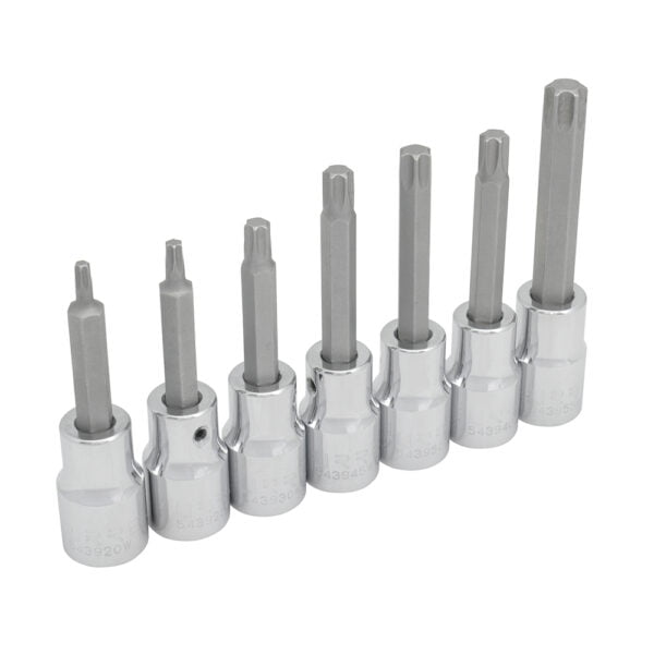 Juego de dados con punta Torx cuadro de 1/2", en riel, 7 piezas Urrea, 5439C