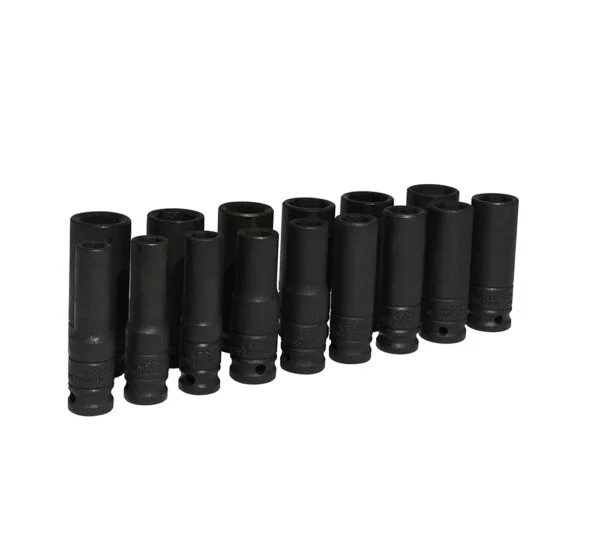 Juego de dados largos de impacto cuadro de 1/2", 6 puntas, métricos, 15 piezas Urrea, 73214M
