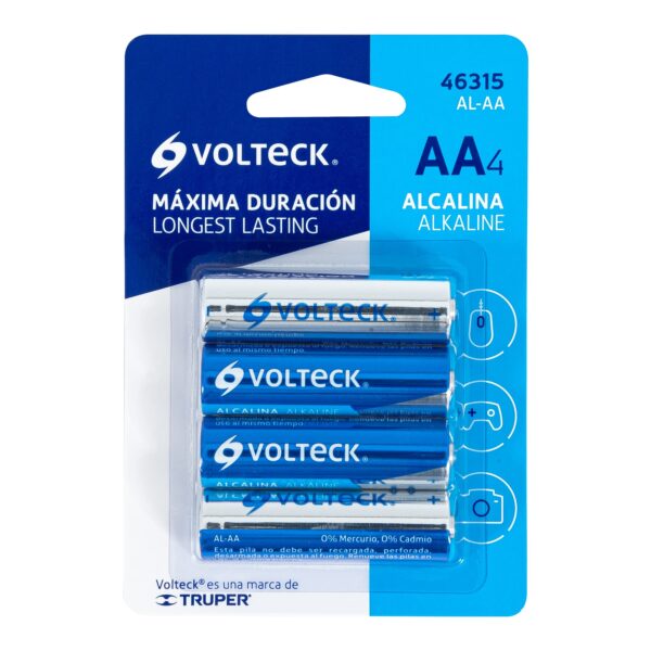 Blíster con 4 pilas alcalinas tamaño AA, Volteck, 46315 - Image 2