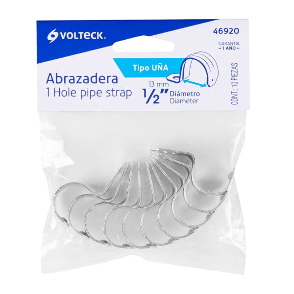 Bolsa con 10 abrazaderas 1/2' tipo uña para tubo, Volteck, 46920 - Image 3