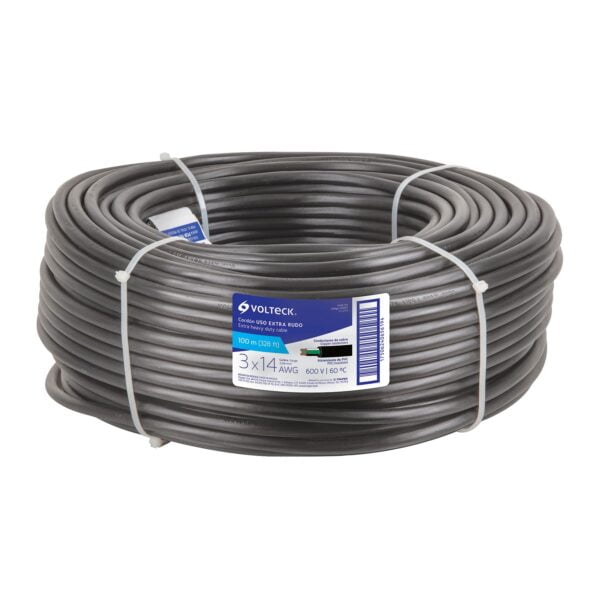 Metro de cable uso extra rudo 3 x 14 AWG en rollo de 100 m, 40007