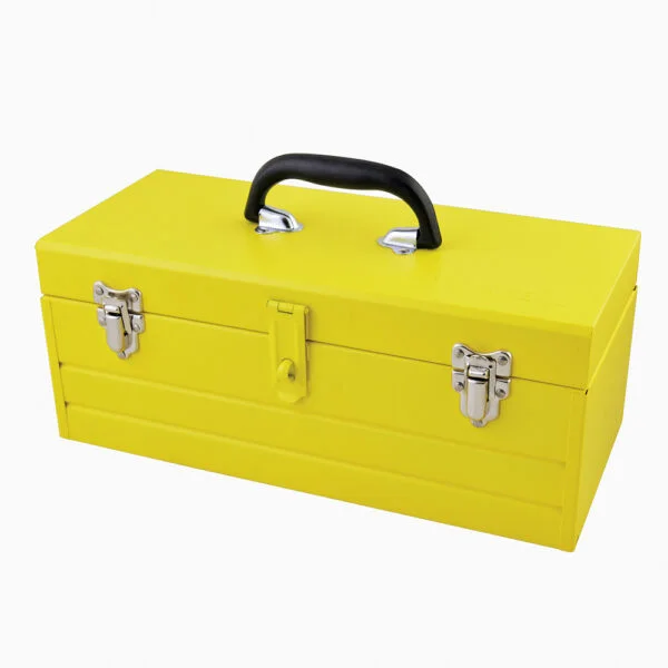 Caja portaherramientas metálica color amarillo con charola 19" x 7" x 6" Surtek, CM20