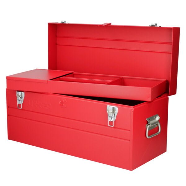 Caja portaherramientas metálica color rojo 23" x 10" x 11" Urrea, D8