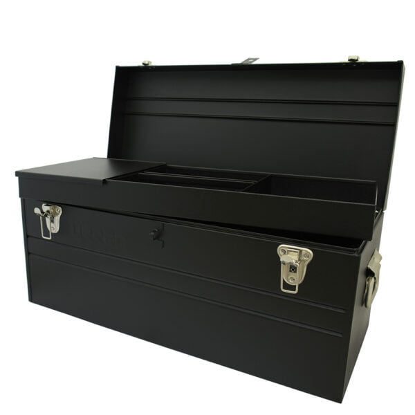 Caja portaherramientas metálica color negro 23" x 10" x 11" Urrea, D8C20