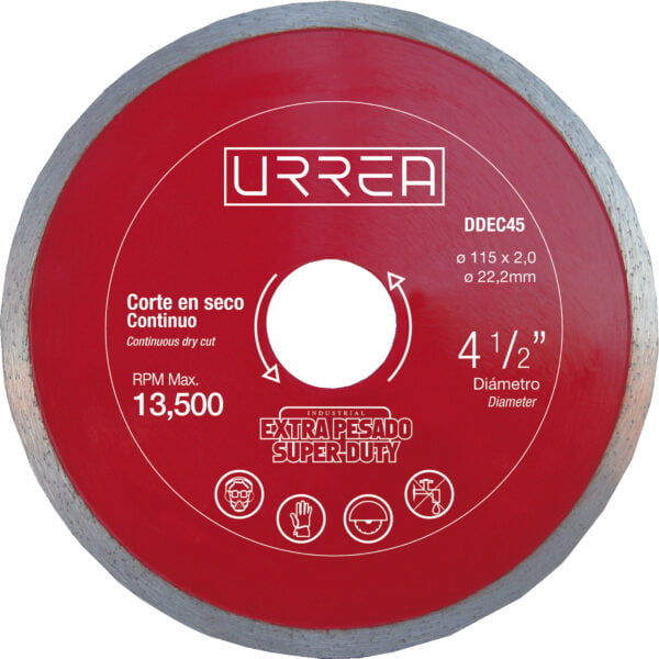Disco de diamante continuo, 4-1/2" Urrea, DDEC45