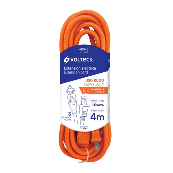 Extensión eléctrica de uso rudo 4 m 2x16 AWG, Volteck, 48043