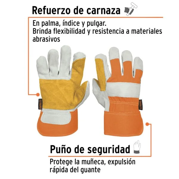 Guantes de carnaza y loneta, con refuerzo, unitalla, Truper, 14246 - Image 2