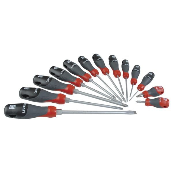 Juego de destornilladores con mango trimaterial, combinados, 13 piezas Urrea, JCDT13
