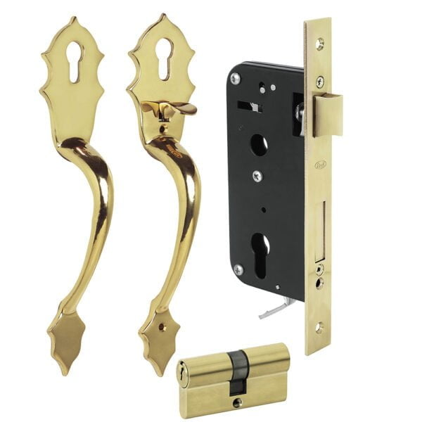 Conjunto Classic función doble, latón brillante, llave de puntos Lock, L119QLB