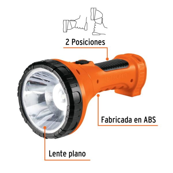 Linterna plástica 1 LED 150 lm recargable, Truper, 16005 - Image 2