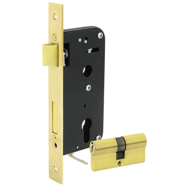 Mecanismo de embutir función doble, latón brillante, llave de puntos Lock, LMG45QLB