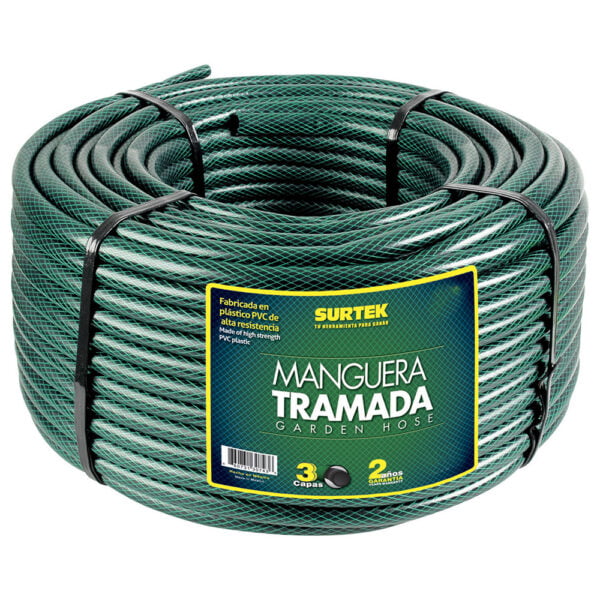 Manguera para jardín tramada en rollo verde 1", 100 m Surtek, M1T100