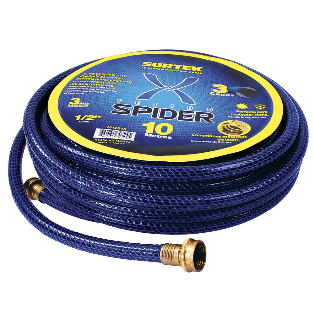 Manguera para jardín tejido spider con conector metálico 3/4", 25 m Surtek, M34S25