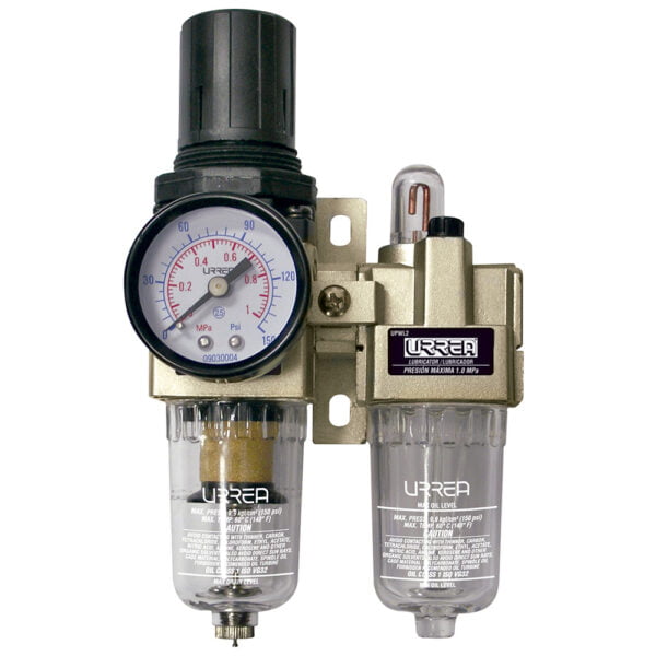 Filtro regulador y lubricador de aire 1/4" NPT Urrea, UPWL2