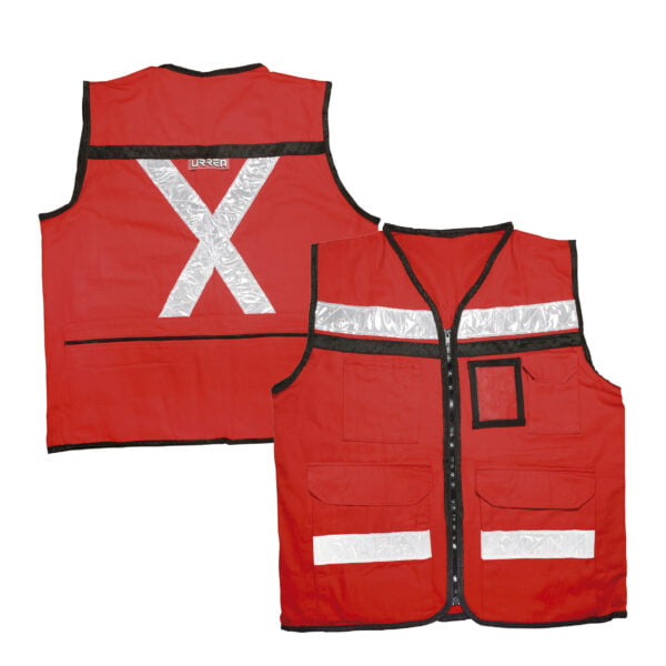 Chaleco de seguridad tipo supervisor cerrado con reflejante rojo M Urrea, USCH11