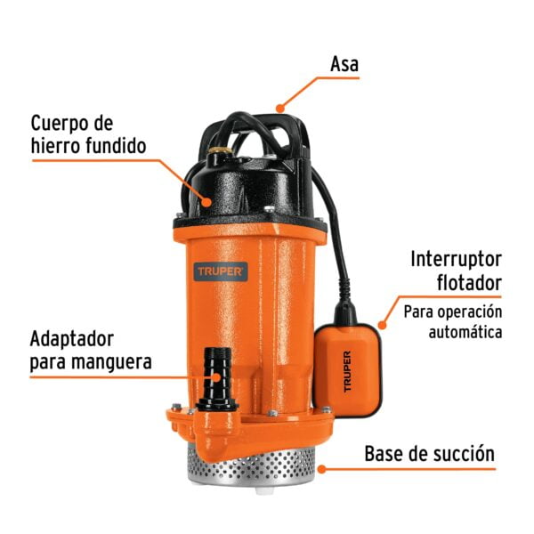 Bomba sumergible de hierro fundido para agua limpia 1 HP, BOS-1LH