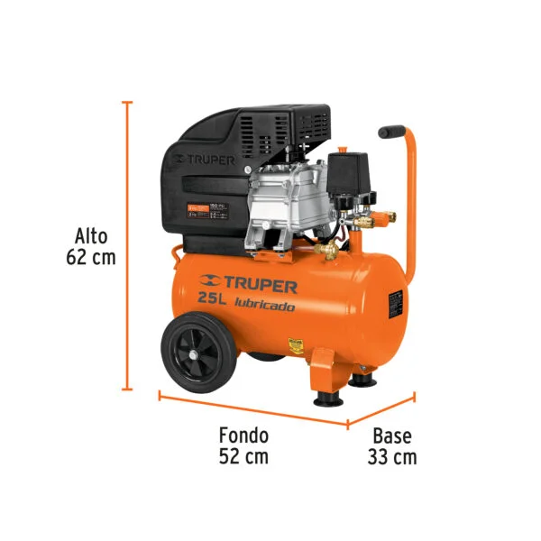 Kit, compresor 25 L, 3 HP, manguera de PVC y pistola, Truper, COMP-KIT25