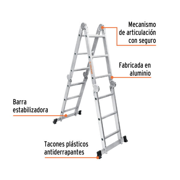 Escalera multiposición 12 peldaños, Tipo I, Truper, ESMU-112