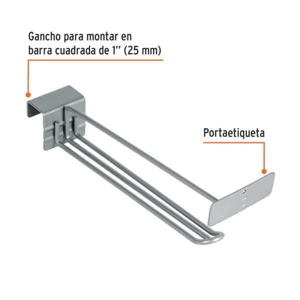 Gancho recto reforzado de 10' con portaetiqueta, Truper, GA-10R