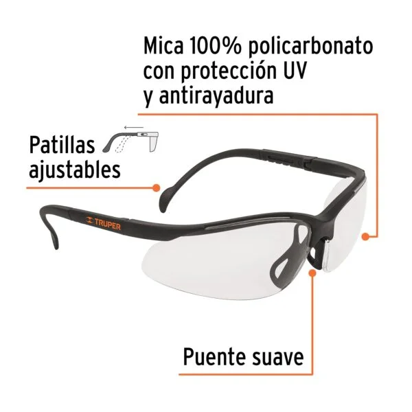 Lentes de seguridad transparentes con antiempaño, Vision, LEDE-ST-AE