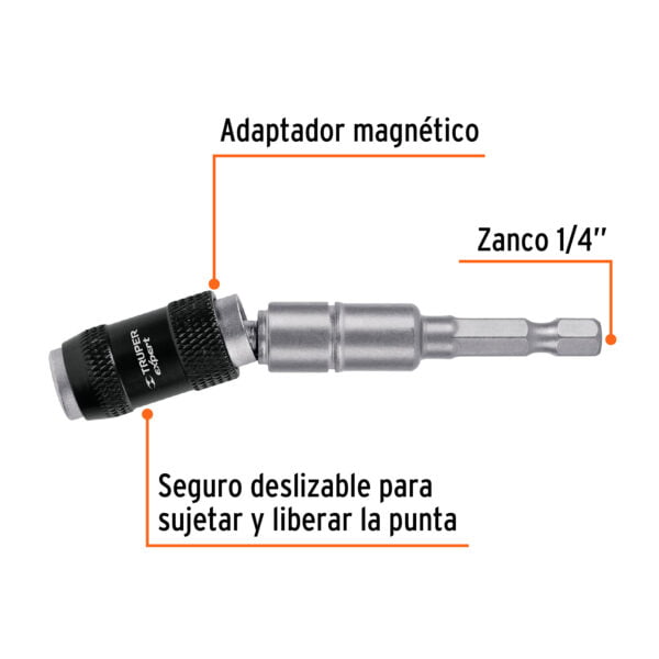 Adaptador articulado de 120 mm magnético para puntas, Expert, PUDE-90120