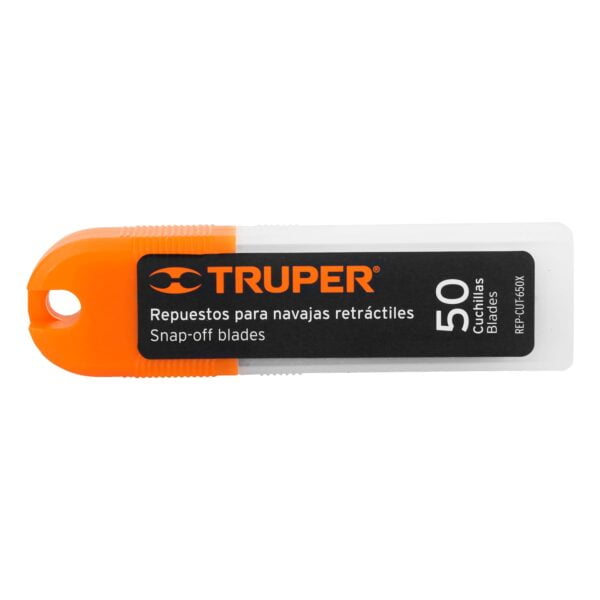 Estuche con 50 cuchillas SK4 de 18 mm para cutter, Truper, REP-CUT-650