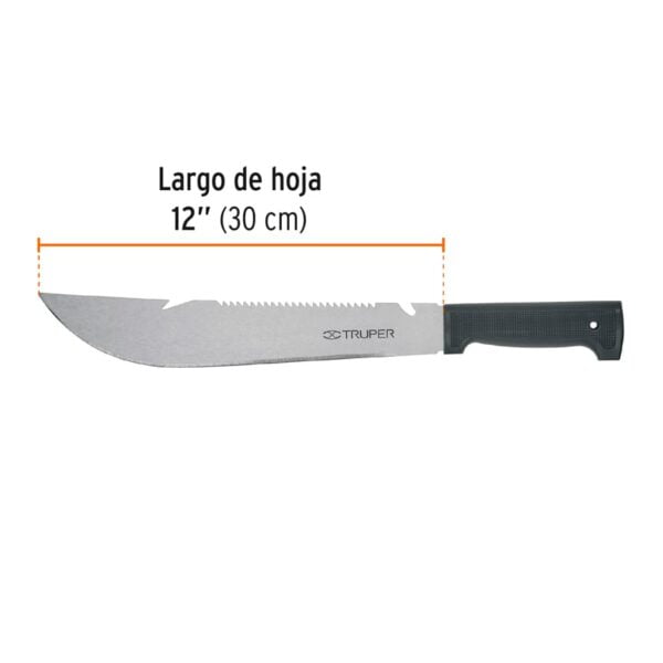 Machete rambo 12' cacha inyectada negra, Truper, T-460-12B