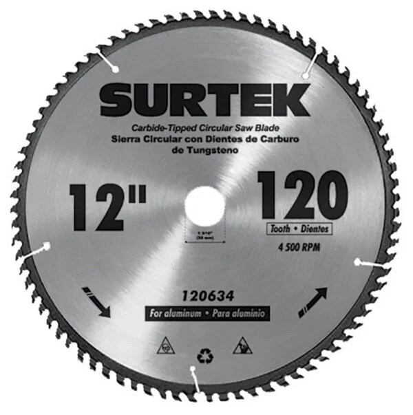 Disco para sierra circular para corte aluminio 80 dientes, 10" Surtek, 120625