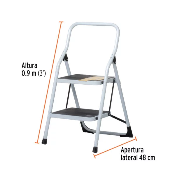 Escalera tubular, plegable, 2 peldaños, Pretul, ESTU-2P - Image 2