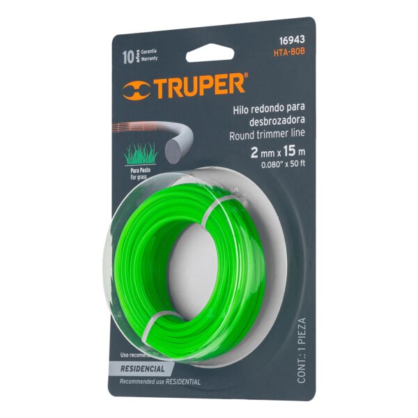 Rollo de hilo para desbrozadora, 2 mm x 15 m, Truper, HTA-80B
